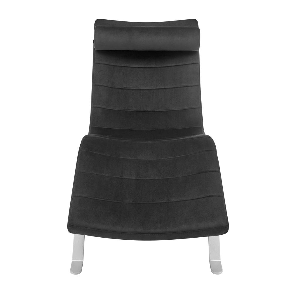 Euro Style - Gilda Velvet Lounge Chair, Black/Silver - 11300BLK-KIT veiw 4