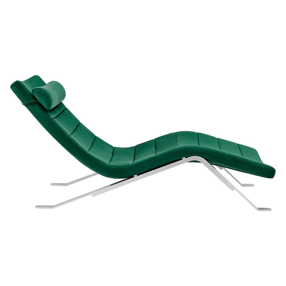 Euro Style - Gilda Velvet Lounge Chair, Green/Silver - 11300GRN-KIT veiw 2