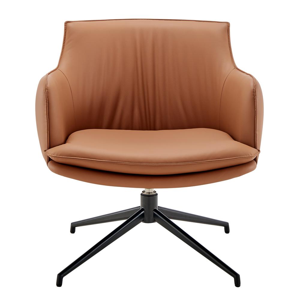 Euro Style - Ronja Leatherette Swivel Lounge Chair, Dark Caramel/Black - 30984-COG veiw 1