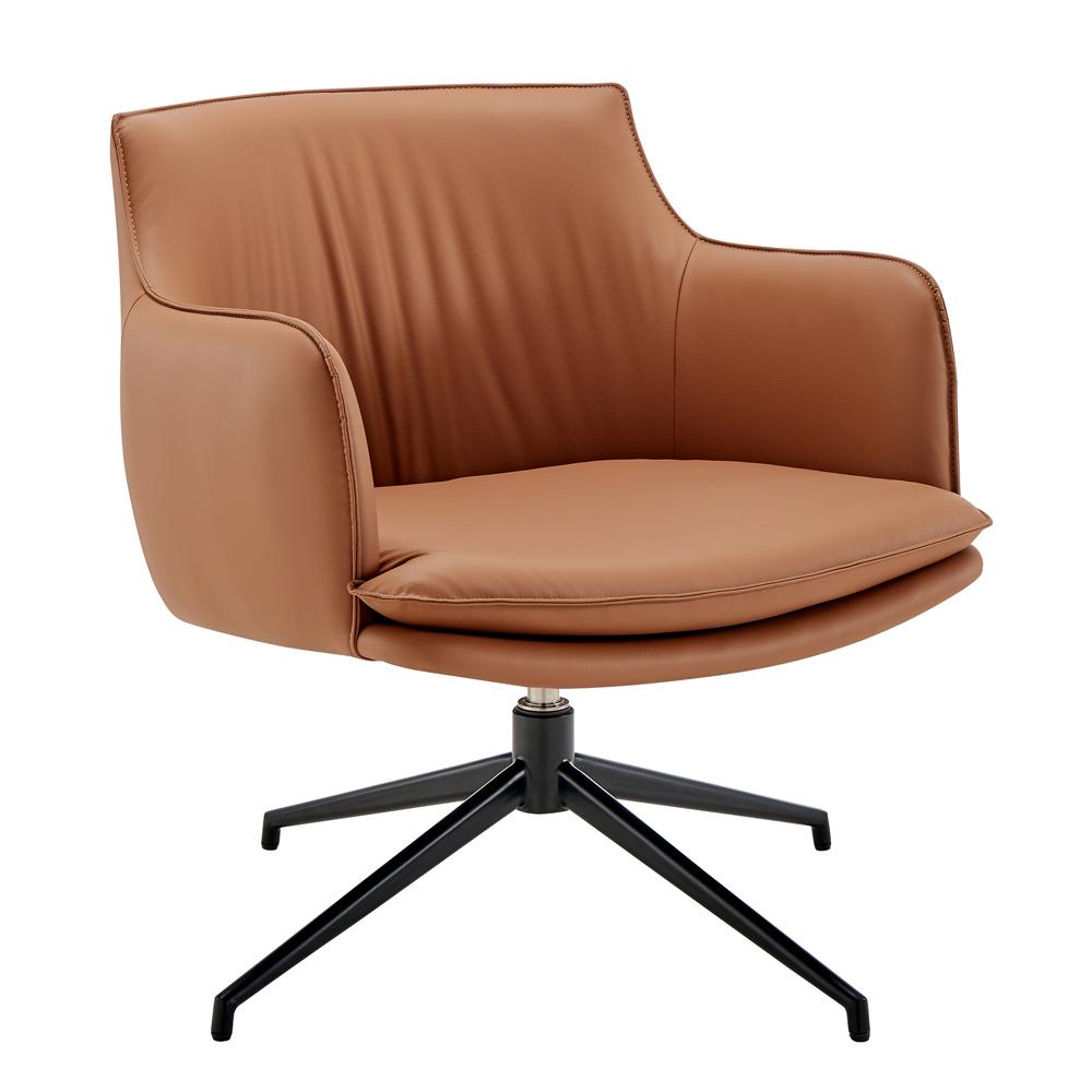 Euro Style - Ronja Leatherette Swivel Lounge Chair, Dark Caramel/Black - 30984-COG veiw 2