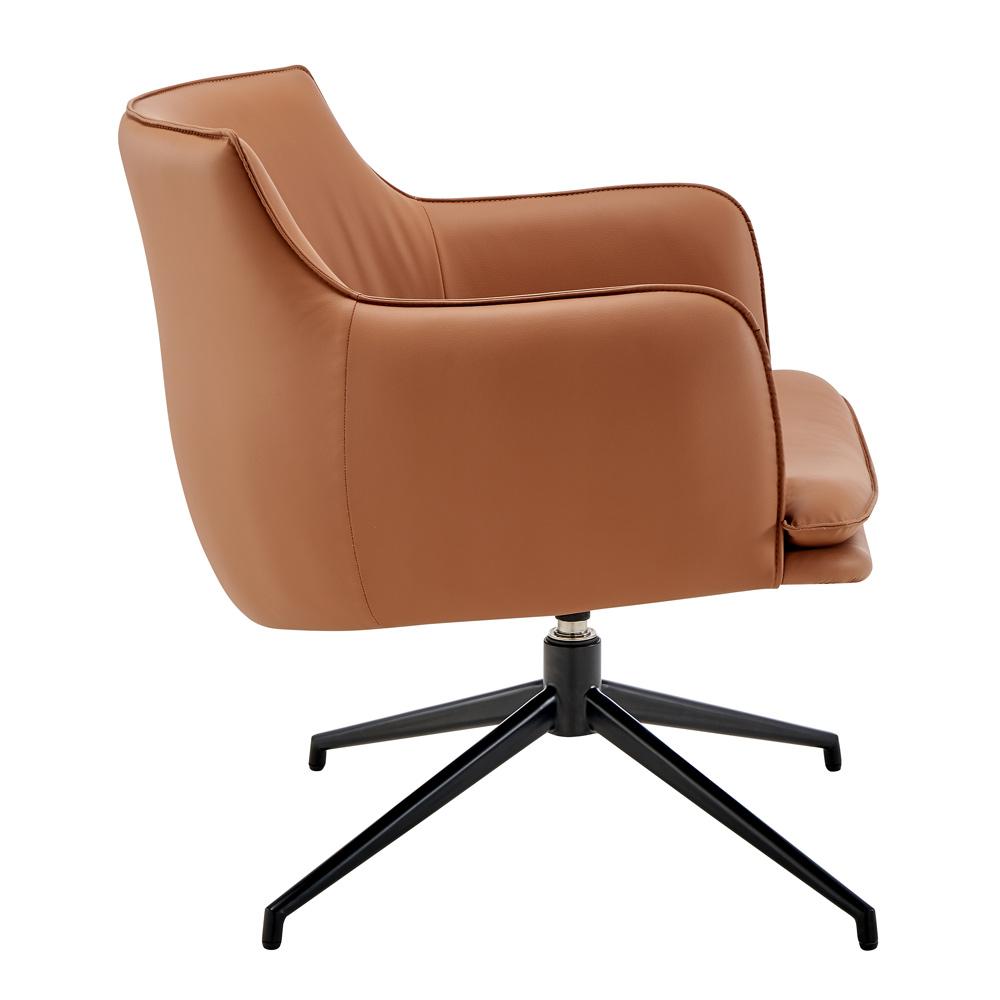 Euro Style - Ronja Leatherette Swivel Lounge Chair, Dark Caramel/Black - 30984-COG veiw 3
