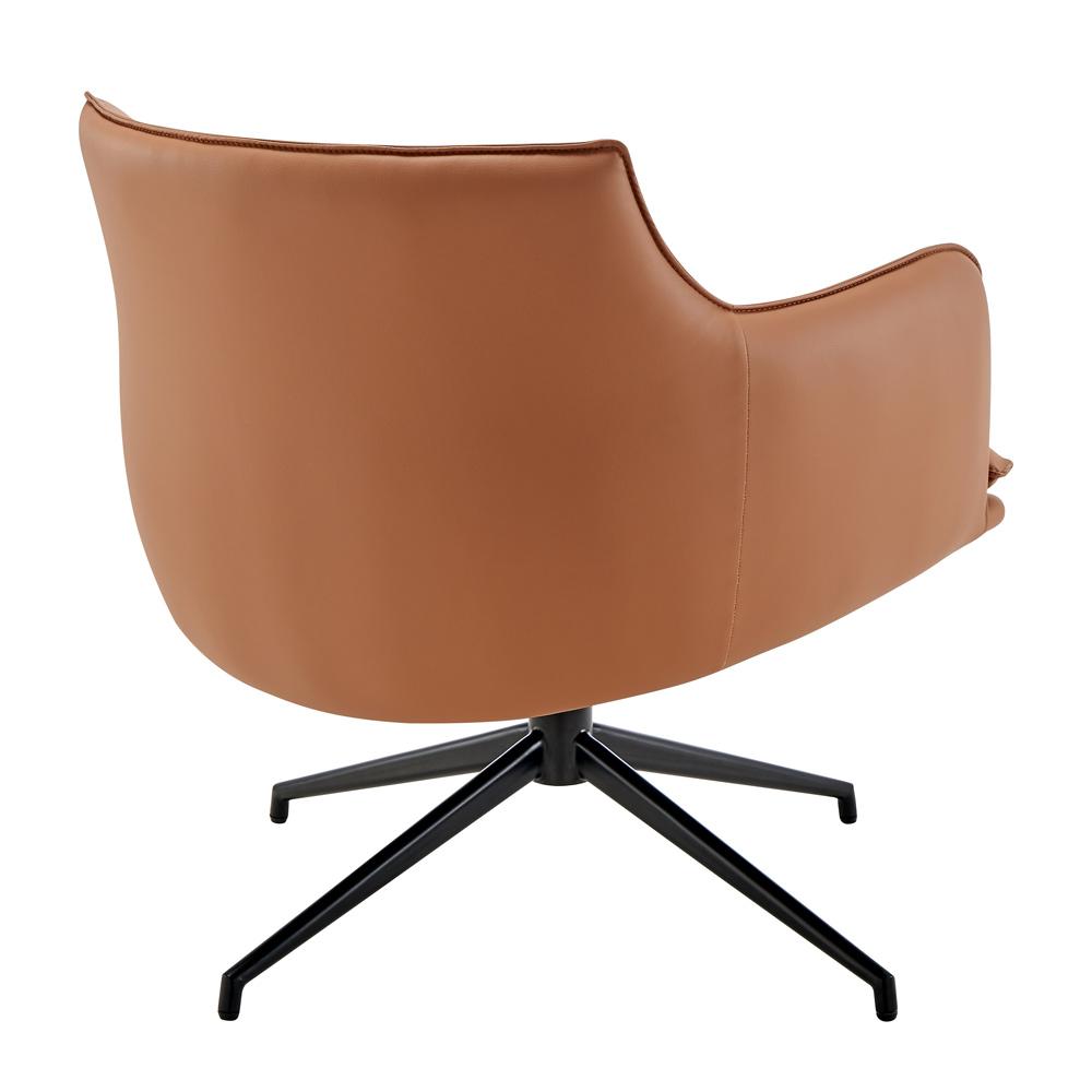 Euro Style - Ronja Leatherette Swivel Lounge Chair, Dark Caramel/Black - 30984-COG veiw 4