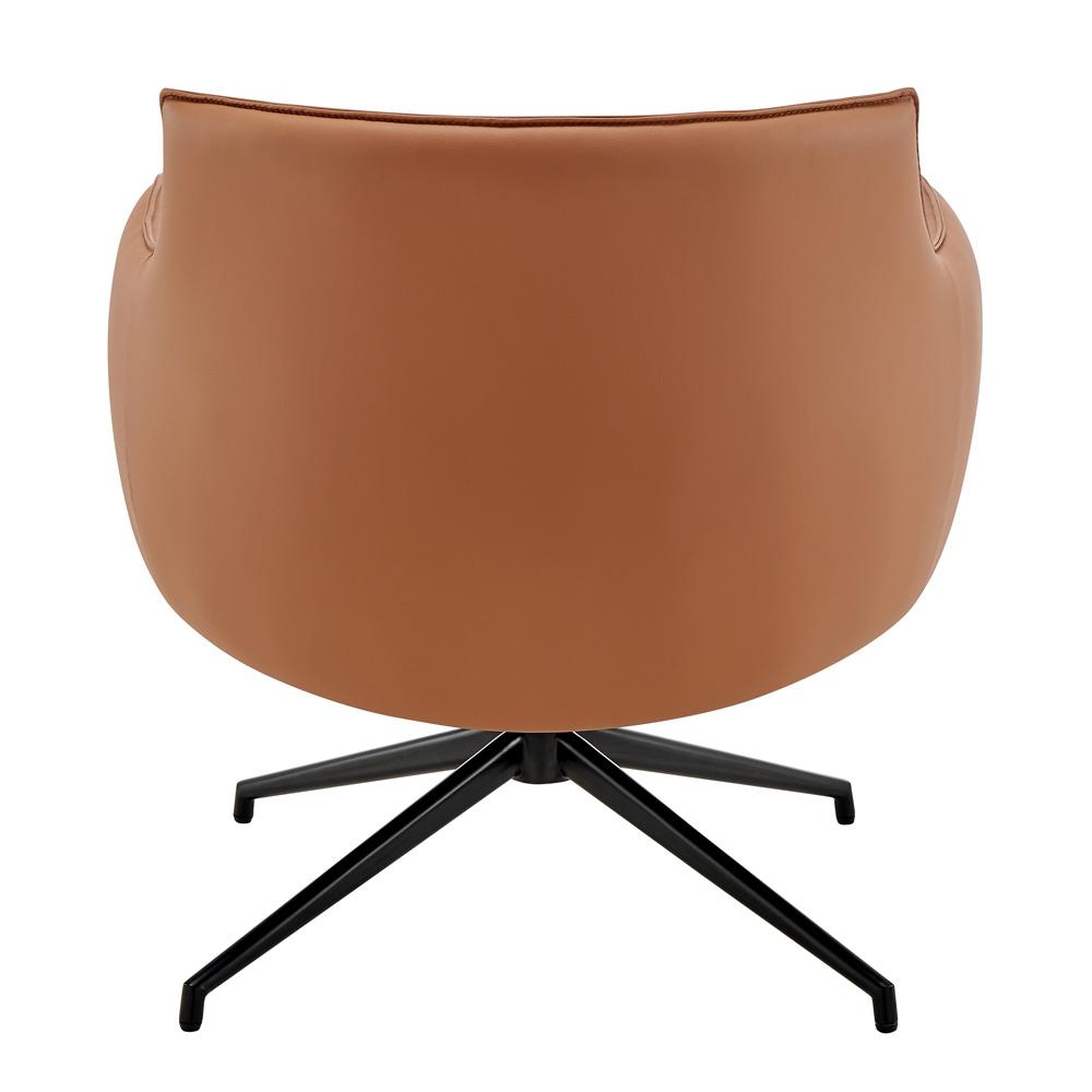 Euro Style - Ronja Leatherette Swivel Lounge Chair, Dark Caramel/Black - 30984-COG veiw 5