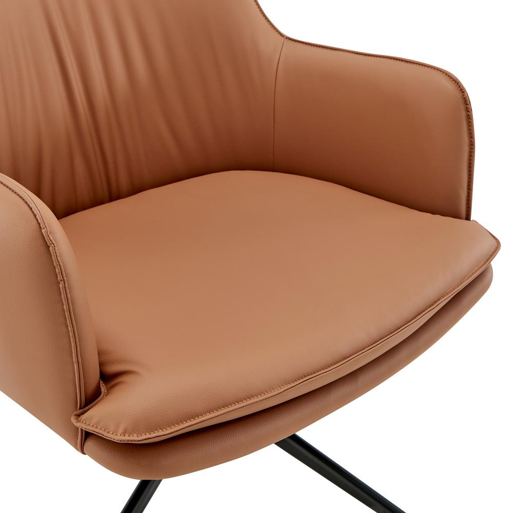 Euro Style - Ronja Leatherette Swivel Lounge Chair, Dark Caramel/Black - 30984-COG veiw 6