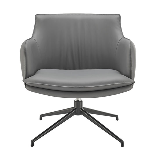 Euro Style - Ronja Leatherette Swivel Lounge Chair, Gray/Black - 30984-GRY veiw 1