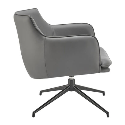 Euro Style - Ronja Leatherette Swivel Lounge Chair, Gray/Black - 30984-GRY veiw 3