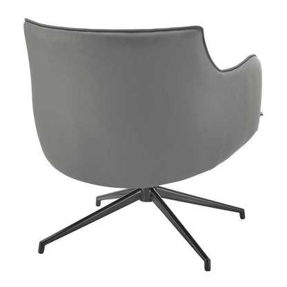 Euro Style - Ronja Leatherette Swivel Lounge Chair, Gray/Black - 30984-GRY veiw 4