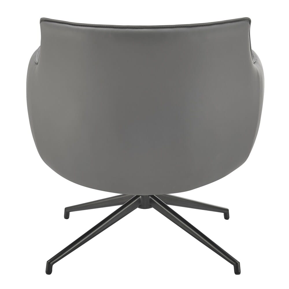 Euro Style - Ronja Leatherette Swivel Lounge Chair, Gray/Black - 30984-GRY veiw 5