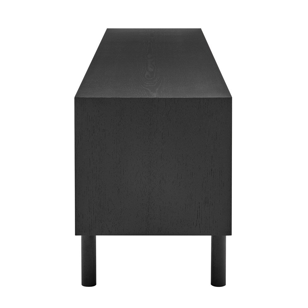 Euro Style - Kayla 87inW 4-Door Media Stand, Black - 31152-BLK veiw 3