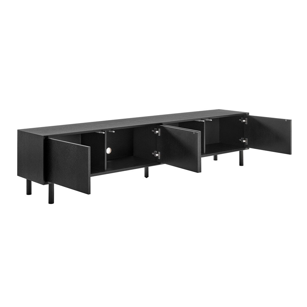 Euro Style - Kayla 87inW 4-Door Media Stand, Black - 31152-BLK veiw 5