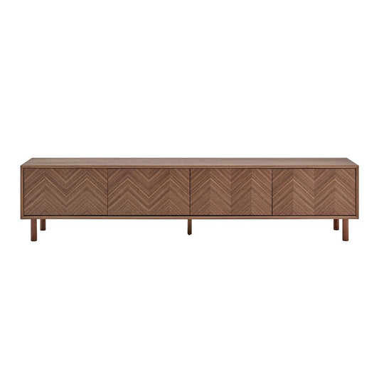 Euro Style - Kayla 87inW 4-Door Media Stand, Walnut - 31152-WAL veiw 1