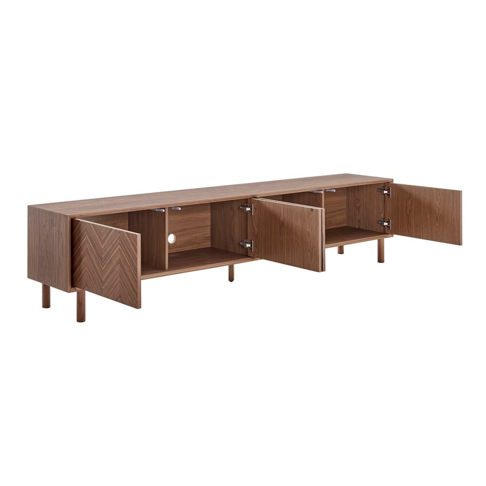 Euro Style - Kayla 87inW 4-Door Media Stand, Walnut - 31152-WAL veiw 5