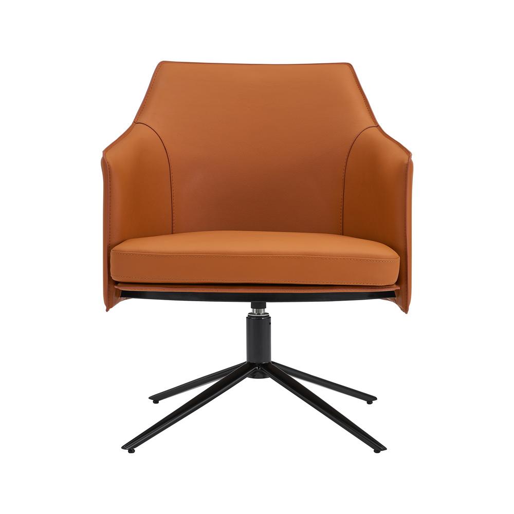 Euro Style - Signa Leatherette Swivel Lounge Chair, Caramel/Black - 38988COG veiw 1