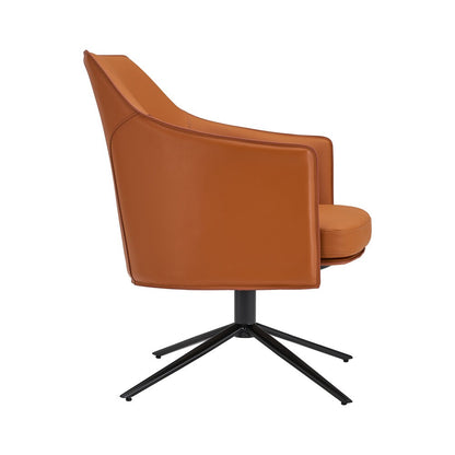 Euro Style - Signa Leatherette Swivel Lounge Chair, Caramel/Black - 38988COG veiw 3