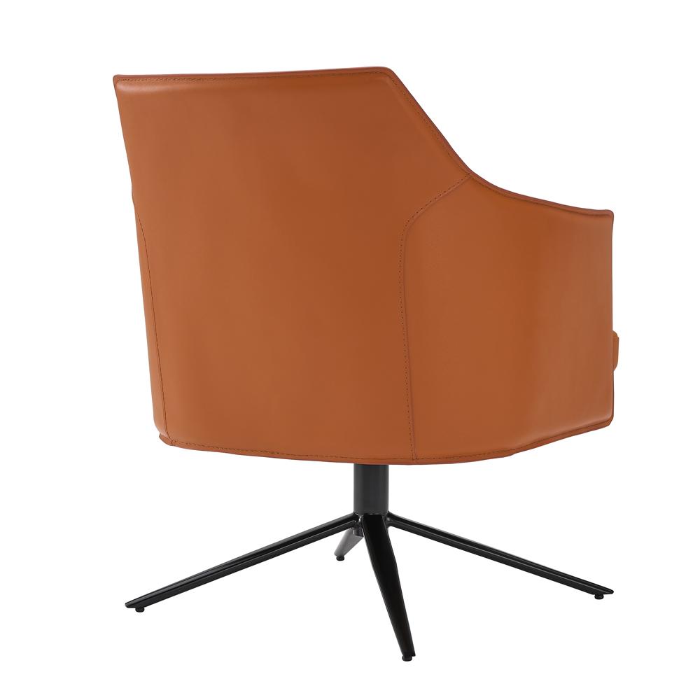 Euro Style - Signa Leatherette Swivel Lounge Chair, Caramel/Black - 38988COG veiw 4