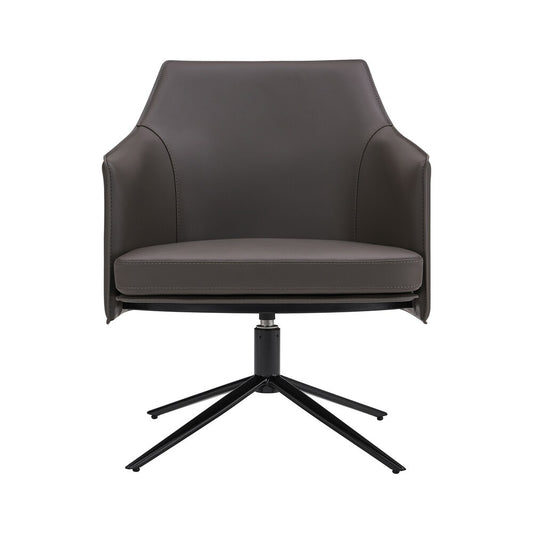 Euro Style - Signa Leatherette Swivel Lounge Chair, Dark Gray/Black - 38988DKGRY veiw 1