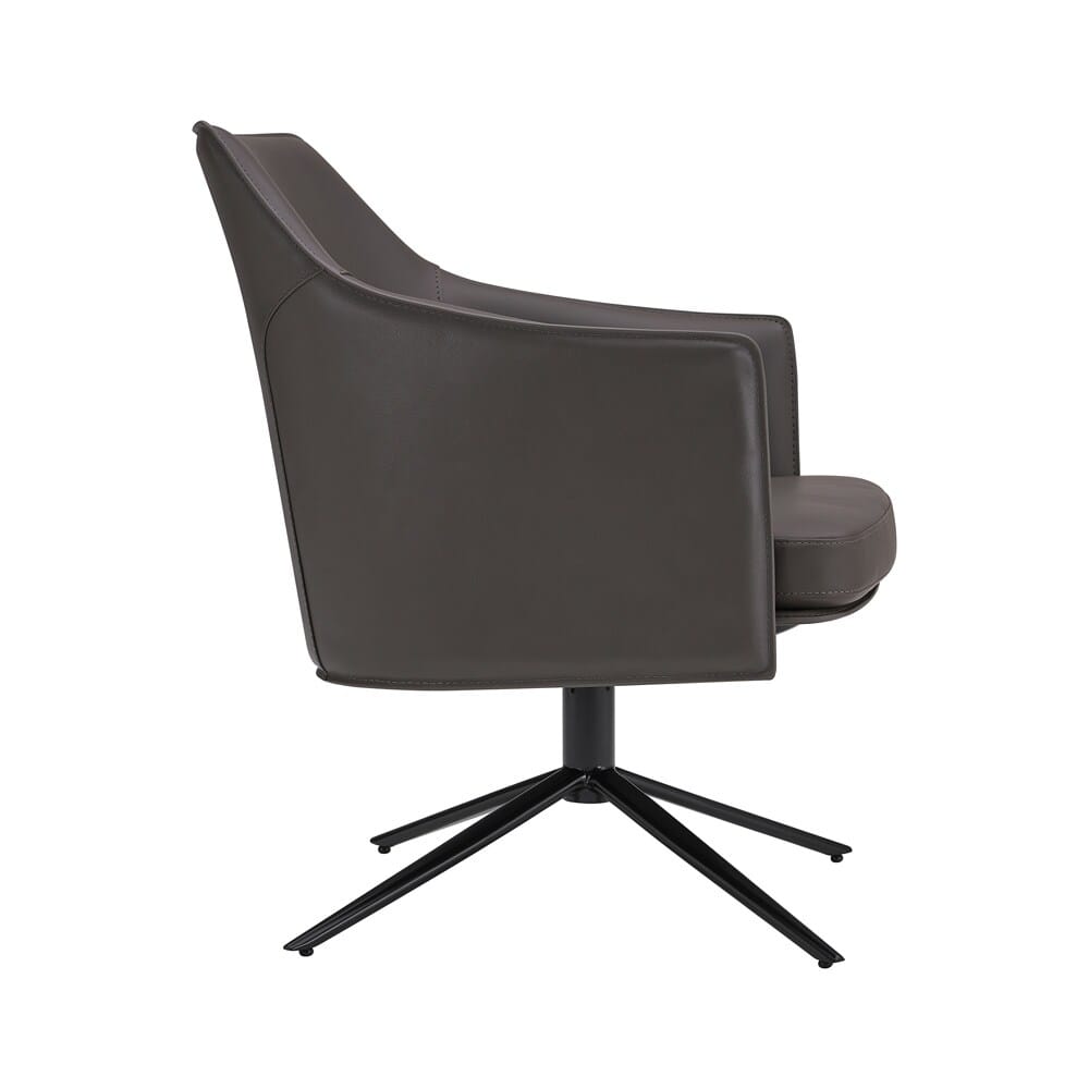 Euro Style - Signa Leatherette Swivel Lounge Chair, Dark Gray/Black - 38988DKGRY veiw 3