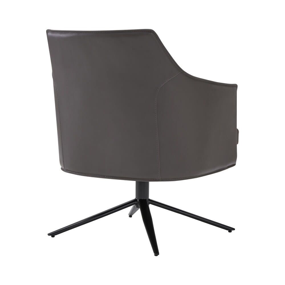 Euro Style - Signa Leatherette Swivel Lounge Chair, Dark Gray/Black - 38988DKGRY veiw 4