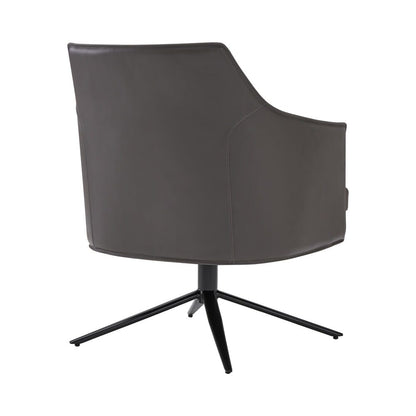 Euro Style - Signa Leatherette Swivel Lounge Chair, Dark Gray/Black - 38988DKGRY veiw 4