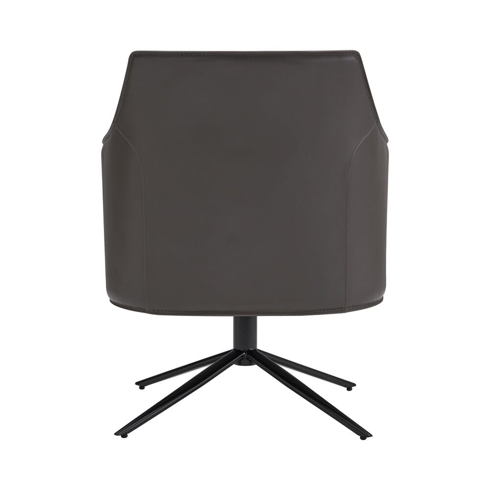 Euro Style - Signa Leatherette Swivel Lounge Chair, Dark Gray/Black - 38988DKGRY veiw 5
