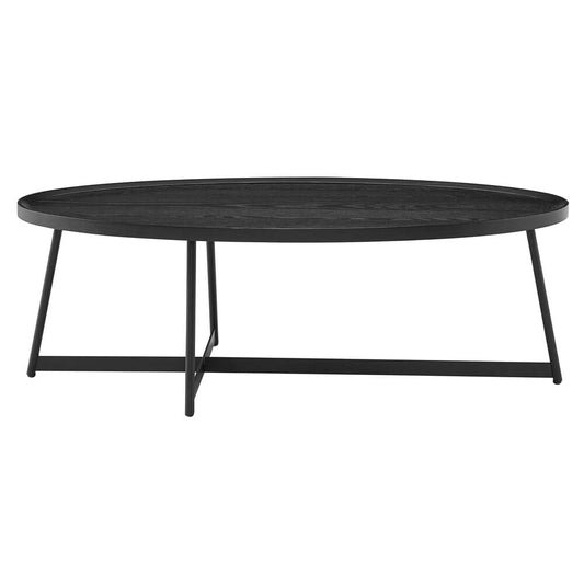 Euro Style - Niklaus 47inW Oval Coffee Table, Black Ash/Black - 90272BLK veiw 1