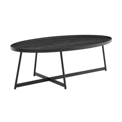 Euro Style - Niklaus 47inW Oval Coffee Table, Black Ash/Black - 90272BLK veiw 2