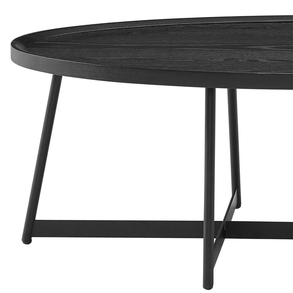 Euro Style - Niklaus 47inW Oval Coffee Table, Black Ash/Black - 90272BLK veiw 3