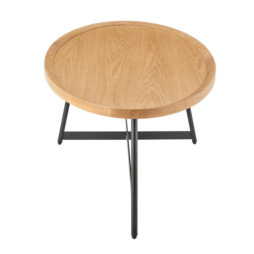 Euro Style - Niklaus 47inW Oval Coffee Table, Oak/Black - 90272-OAK veiw 3