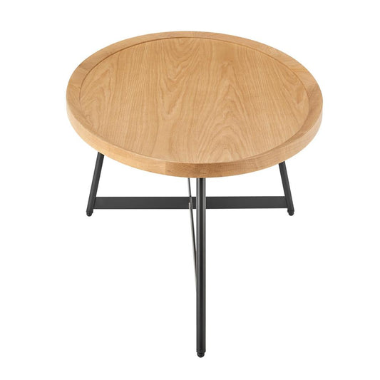 Euro Style - Niklaus 47inW Oval Coffee Table, Oak/Black - 90272-OAK veiw 3