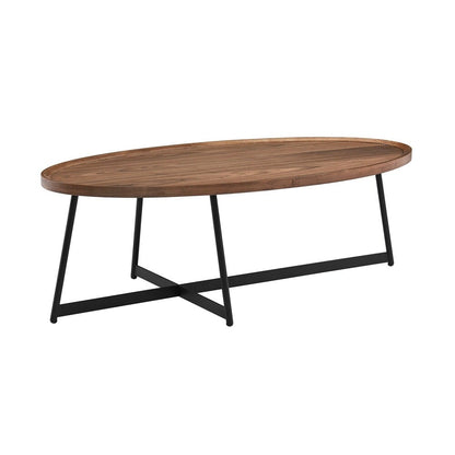 Euro Style - Niklaus 47inW Oval Coffee Table, Walnut/Black - 90272WAL veiw 2