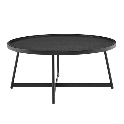 Euro Style - Niklaus 36inW Round Coffee Table, Black Ash/Black - 90274BLK veiw 1