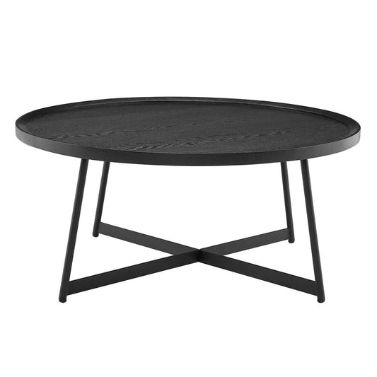 Euro Style - Niklaus 36inW Round Coffee Table, Black Ash/Black - 90274BLK veiw 2