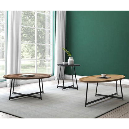 Euro Style - Niklaus 36inW Round Coffee Table, Walnut/Black - 90274WAL veiw 4