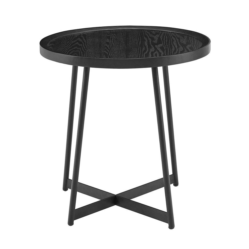 Euro Style - Niklaus 22inW Round Side Table, Black Ash/Black - 90276BLK veiw 1