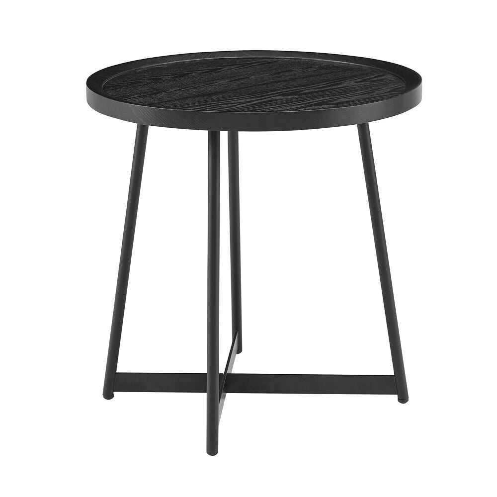 Euro Style - Niklaus 22inW Round Side Table, Black Ash/Black - 90276BLK veiw 2