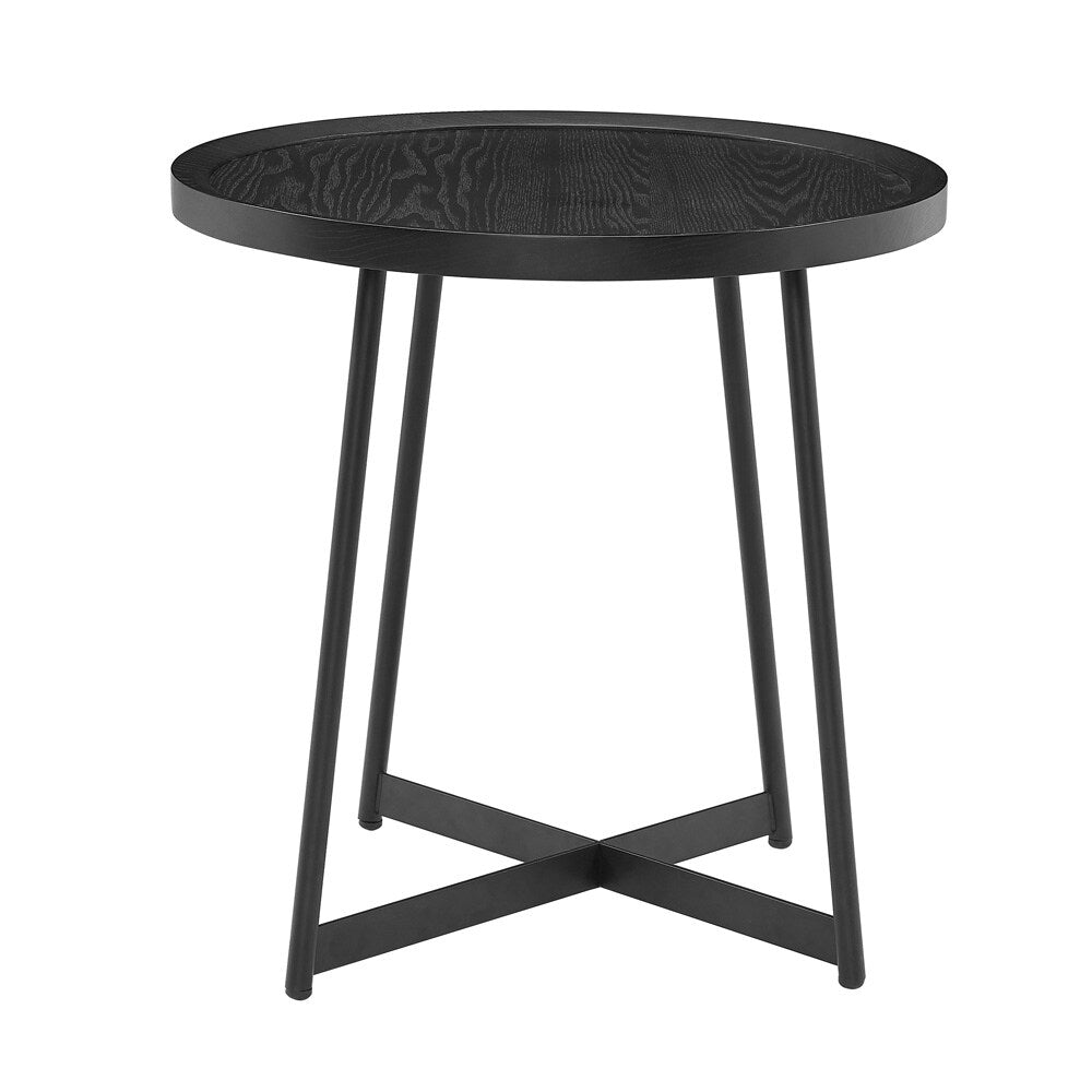 Euro Style - Niklaus 22inW Round Side Table, Black Ash/Black - 90276BLK veiw 3