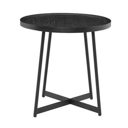 Euro Style - Niklaus 22inW Round Side Table, Black Ash/Black - 90276BLK veiw 3