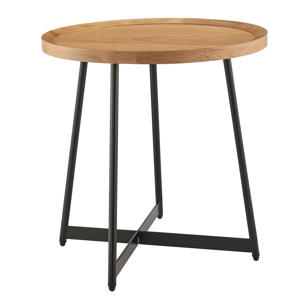 Euro Style - Niklaus 22inW Round Side Table, Oak/Black - 90276-OAK veiw 2