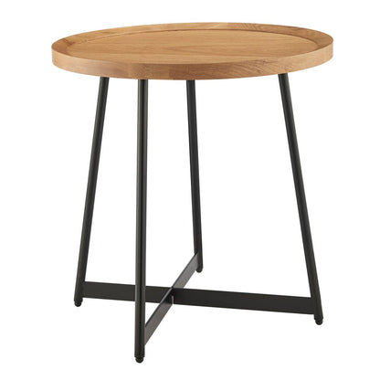 Euro Style - Niklaus 22inW Round Side Table, Oak/Black - 90276-OAK veiw 2