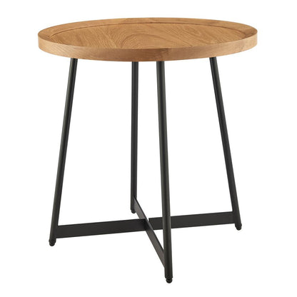 Euro Style - Niklaus 22inW Round Side Table, Oak/Black - 90276-OAK veiw 3