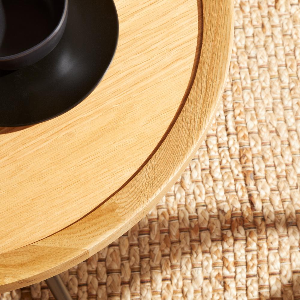 Euro Style - Niklaus 22inW Round Side Table, Oak/Black - 90276-OAK veiw 4