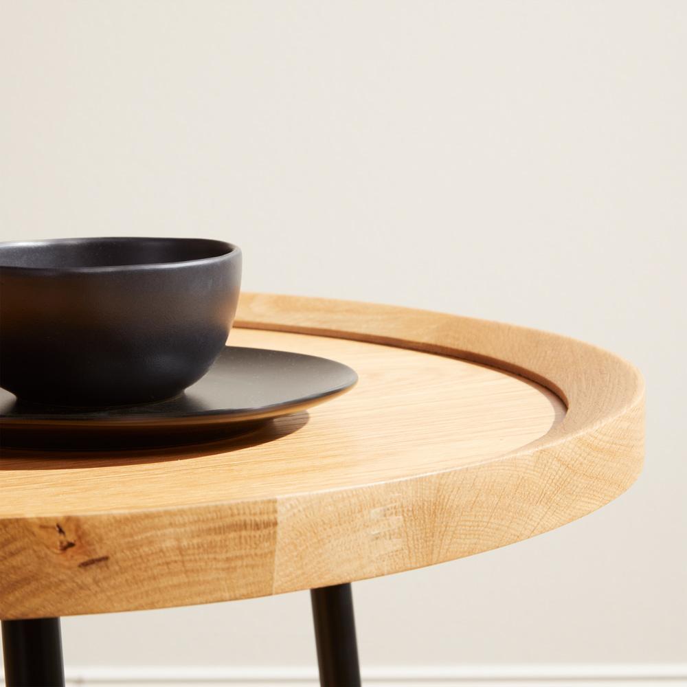 Euro Style - Niklaus 22inW Round Side Table, Oak/Black - 90276-OAK veiw 5