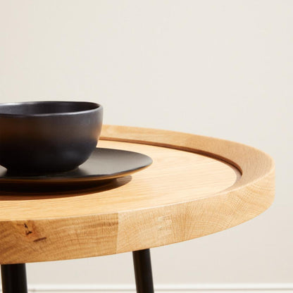 Euro Style - Niklaus 22inW Round Side Table, Oak/Black - 90276-OAK veiw 5