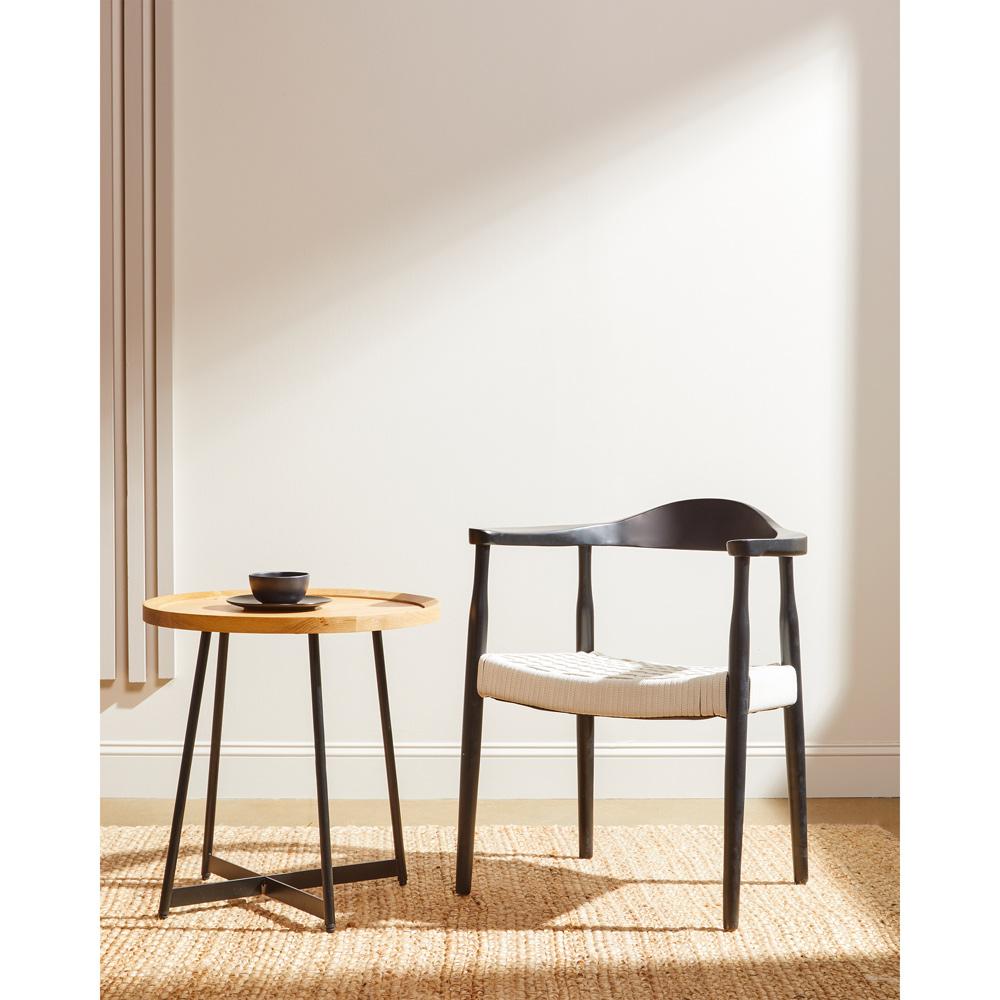 Euro Style - Niklaus 22inW Round Side Table, Oak/Black - 90276-OAK veiw 6