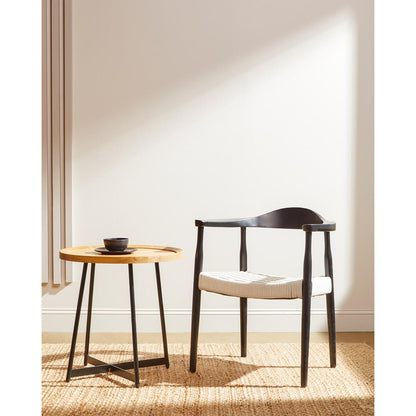Euro Style - Niklaus 22inW Round Side Table, Oak/Black - 90276-OAK veiw 6