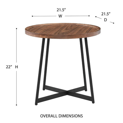 Euro Style - Niklaus 22inW Round Side Table, Walnut/Black - 90276WAL veiw 4