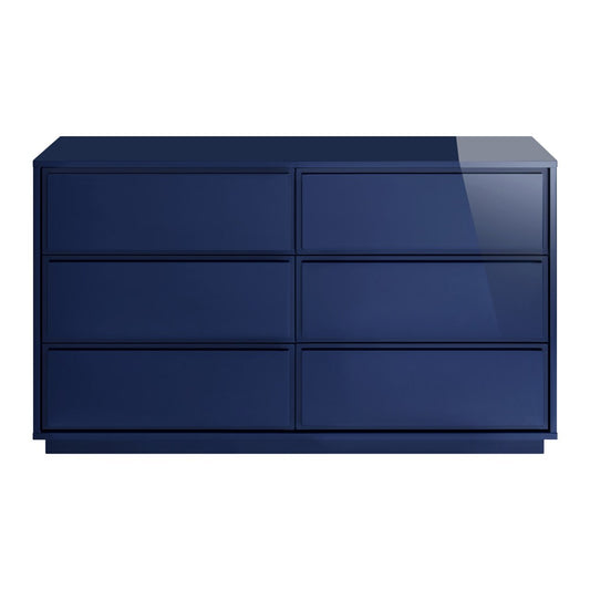 Euro Style - Tresero 55inW 6-Drawer Sideboard, High Gloss Deep Blue - 90649BLU-KIT veiw 1