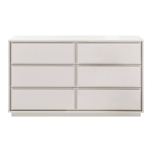Euro Style - Tresero 55inW 6-Drawer Sideboard, High Gloss Warm Gray - 90649WMGRY-KIT veiw 1