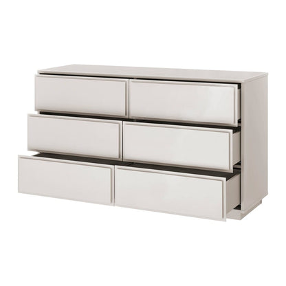 Euro Style - Tresero 55inW 6-Drawer Sideboard, High Gloss Warm Gray - 90649WMGRY-KIT veiw 3