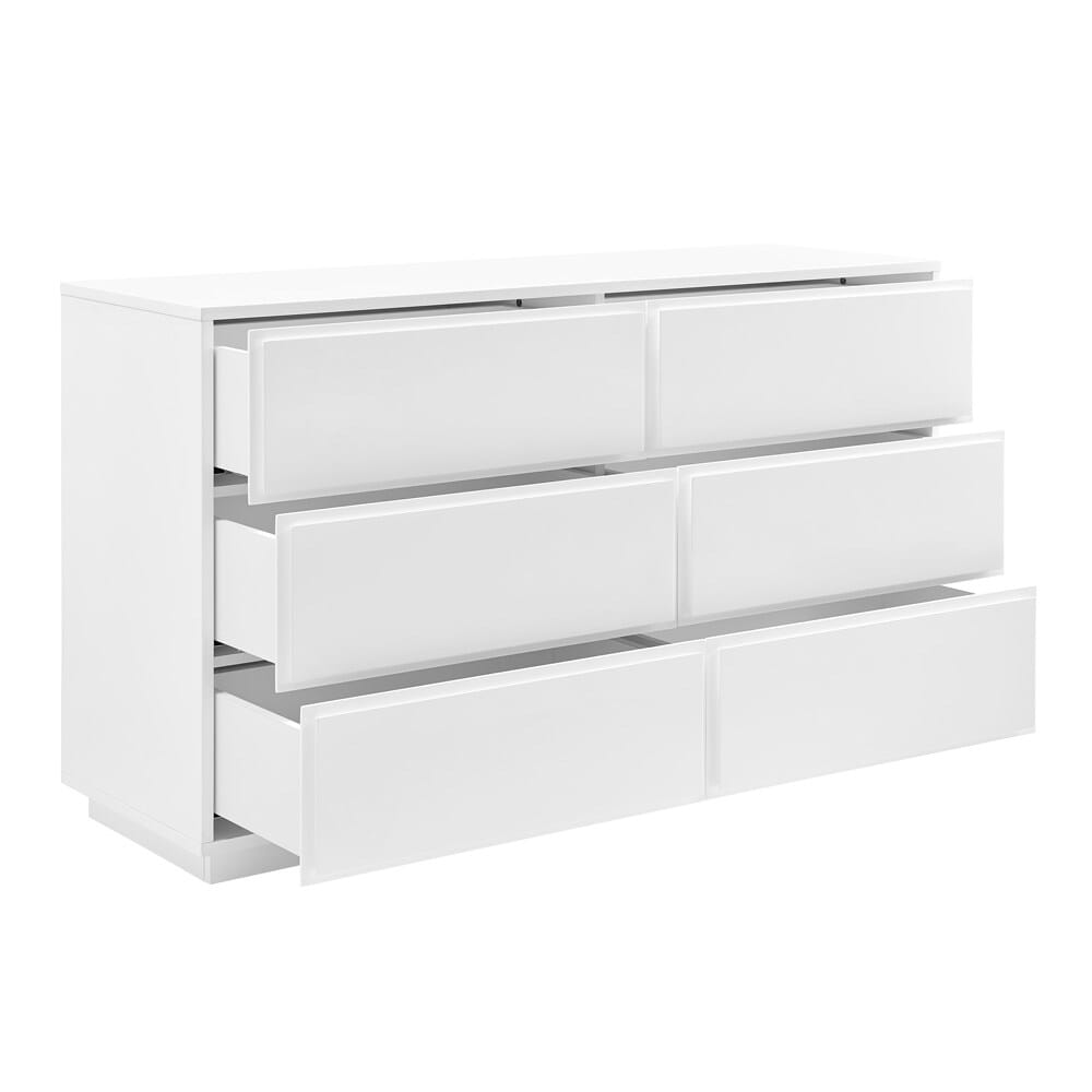 Euro Style - Tresero 55inW 6-Drawer Sideboard, High Gloss White - 90649WHT-KIT veiw 3